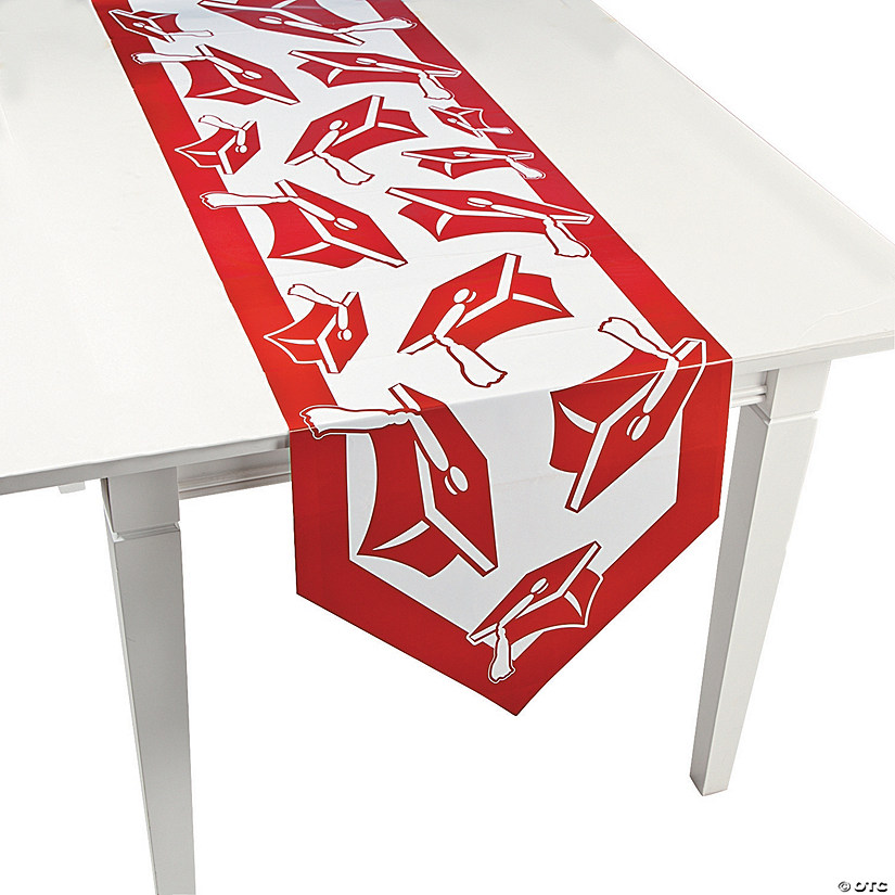 Red Congrats Grad Paper Table Runner Image