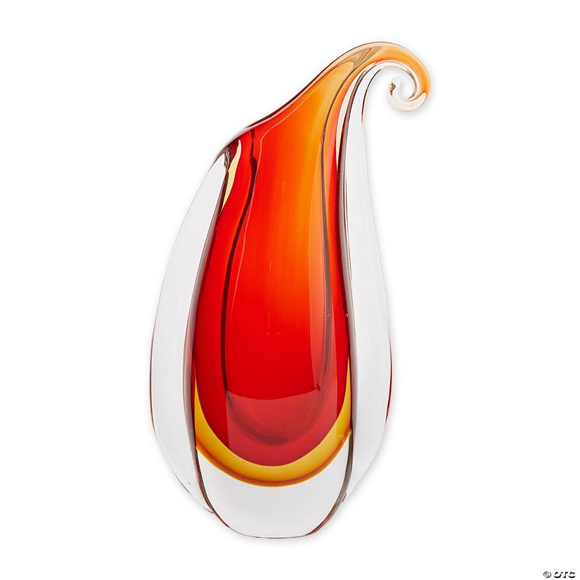 Red Curl Art Glass Vase 6.5X3X10.75" Image