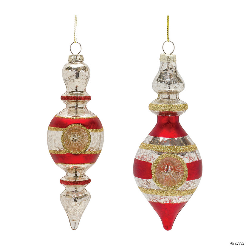 Red Drop Reflector Ornament (Set Of 12) 6"H, 6.75"H Glass Image
