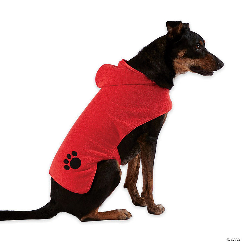 Red Embroidered Paw Medium Pet Robe Image