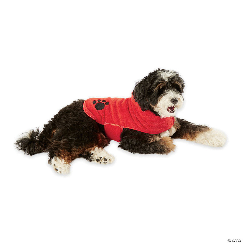 Red Embroidered Paw Small Pet Robe Image