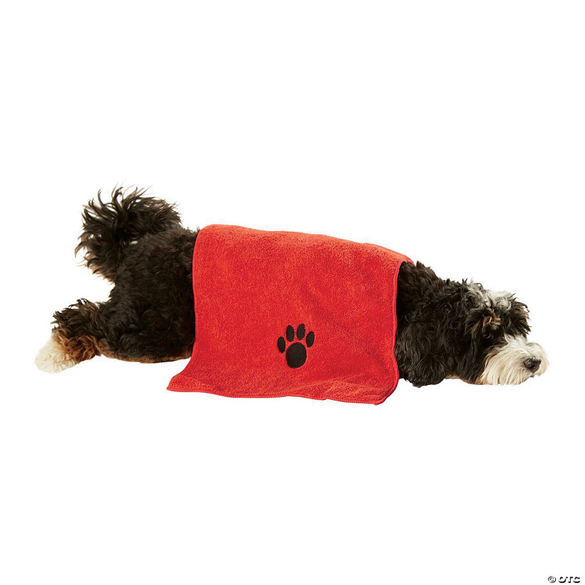 Red Embroidered Paw Small Pet Towel (Set Of 3) Image