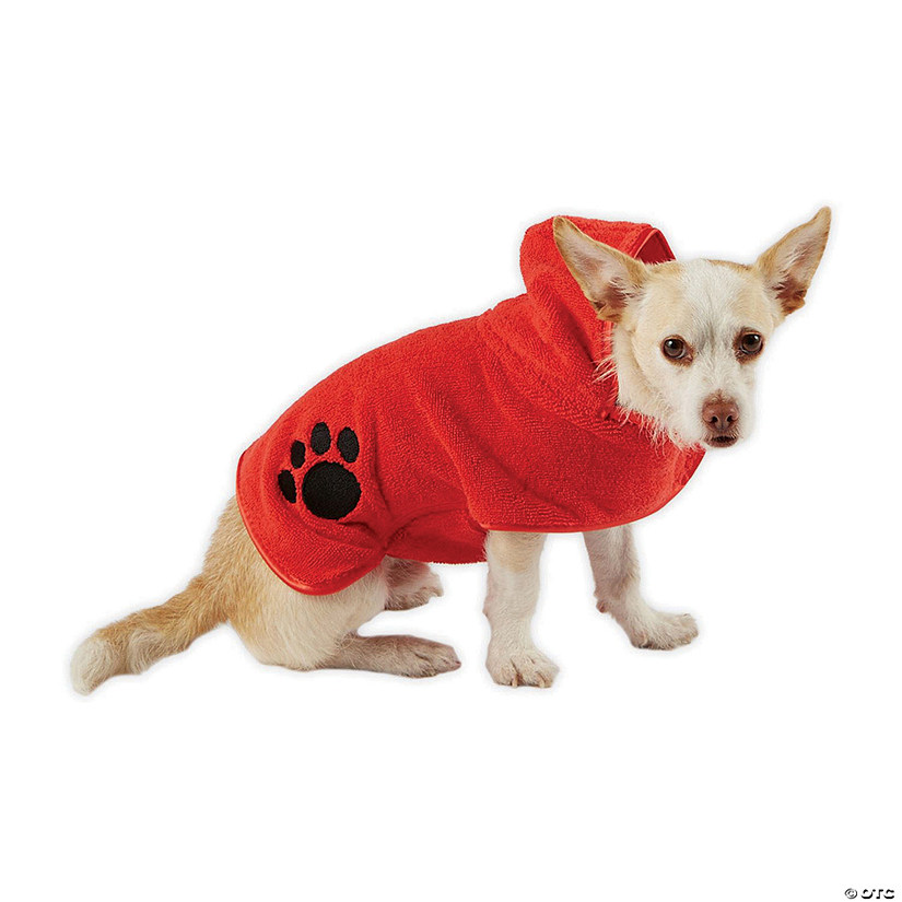 Red Embroidered Paw X-Small Pet Robe Image