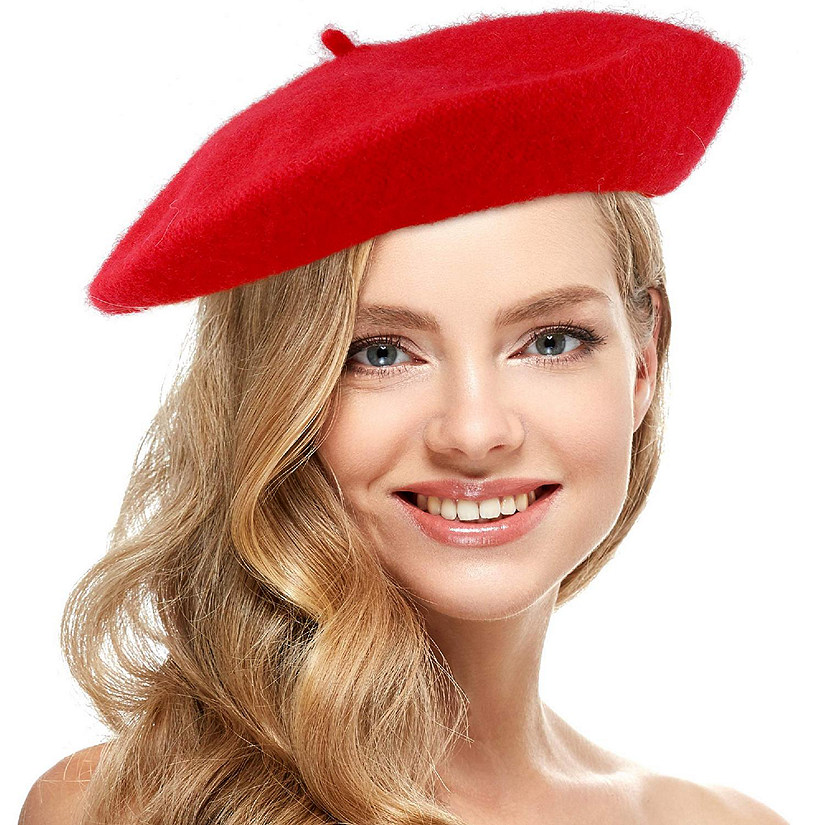 Red French Style Beret - Women's Classic Beret Hat for Casual Use - 1 Piece Image