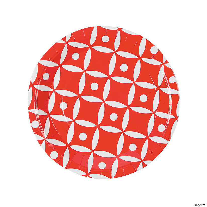 Red Geometric Paper Dinner Plates - 8 Ct. Image