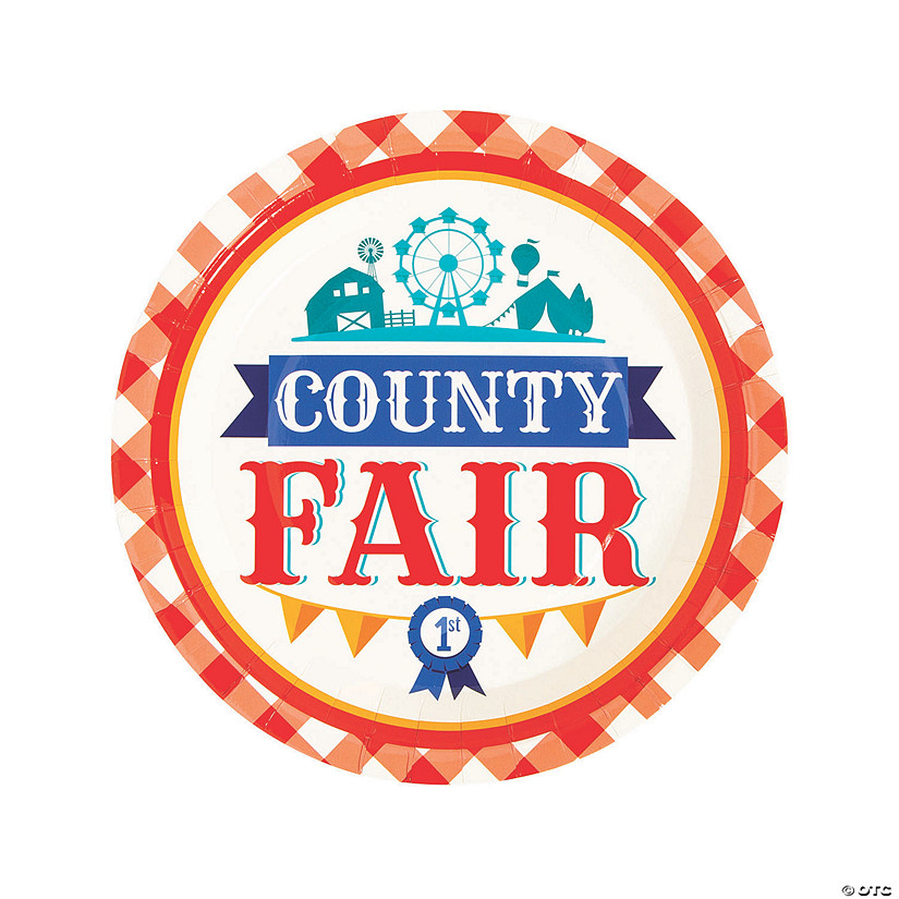 Red Gingham County Fair Paper Dinner Plates - 8 Ct. Image