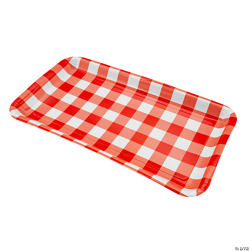 Red Gingham Paper Serving Trays - 3 Pc. Image