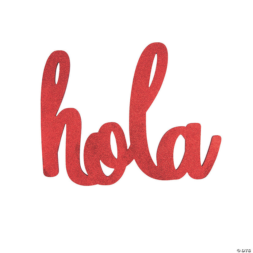 Red Glitter Hola Sign Image