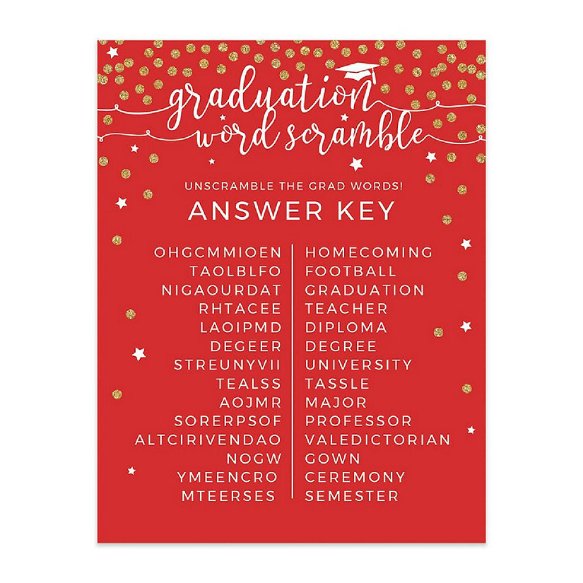 Red Gold Grad Word Scramble, 20pk Image