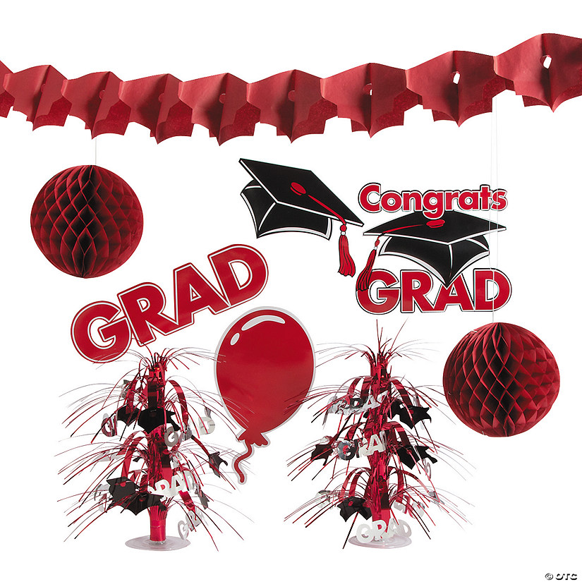 Red Graduation Party Decorating Kit - 9 Pc. Image