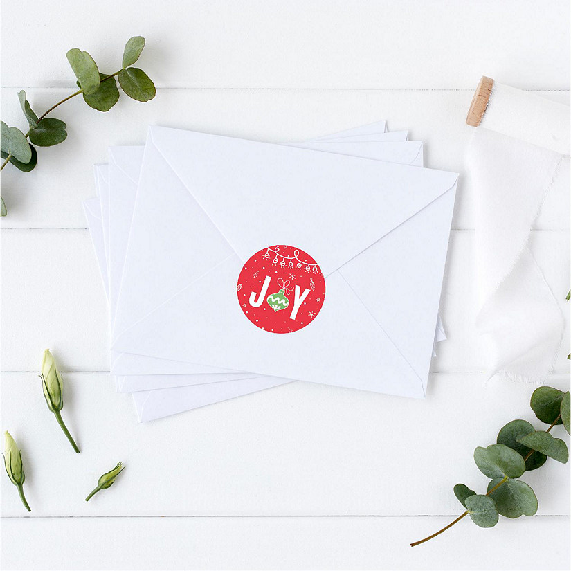 Red Green Christmas Joy Gift Labels Image