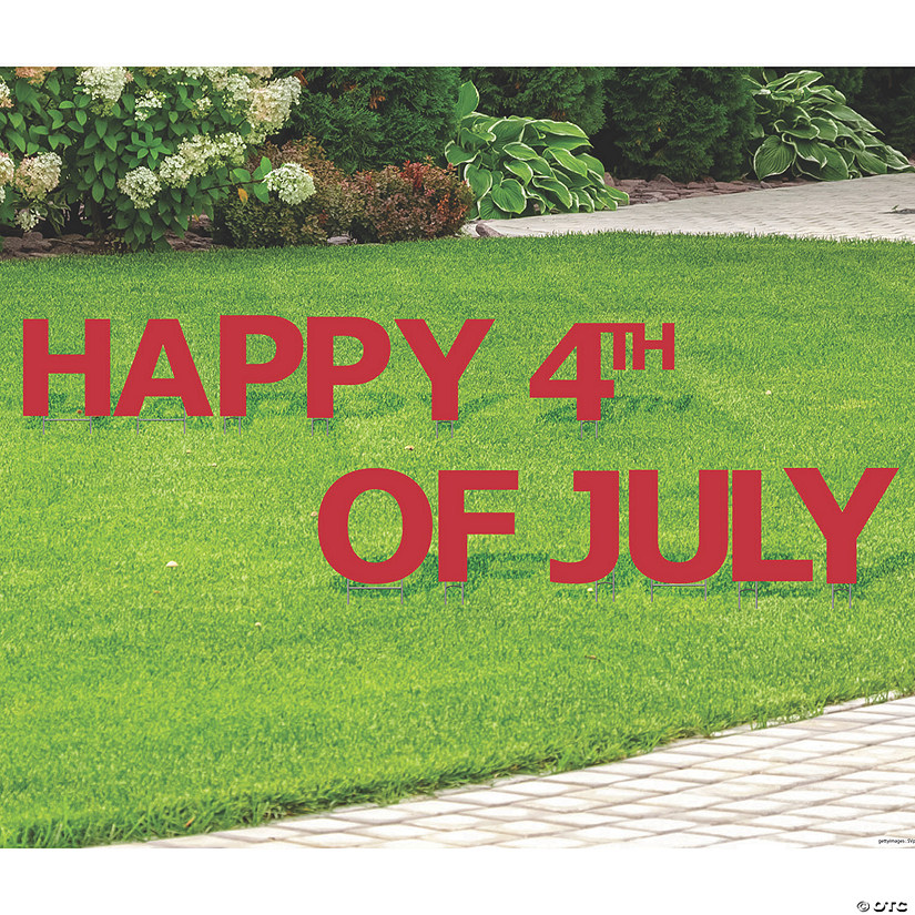 Red Happy 4th of July Yard Sign Image