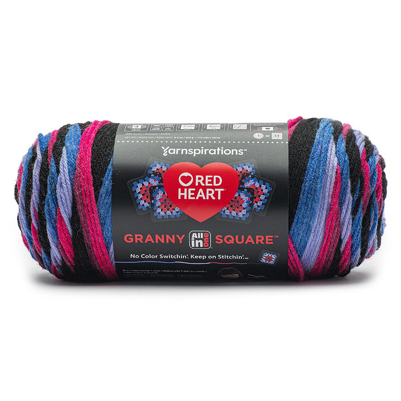 Red Heart All in One Granny Square-Black - Hyper Violet Image