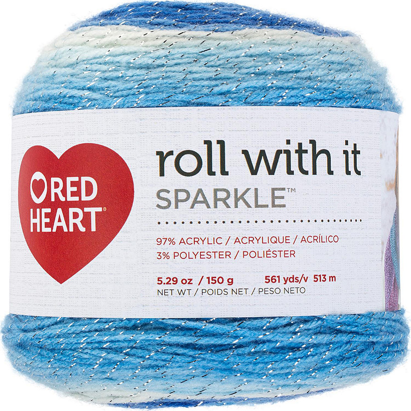 Red Heart Roll With It Sparkle Yarn-Krystal Image