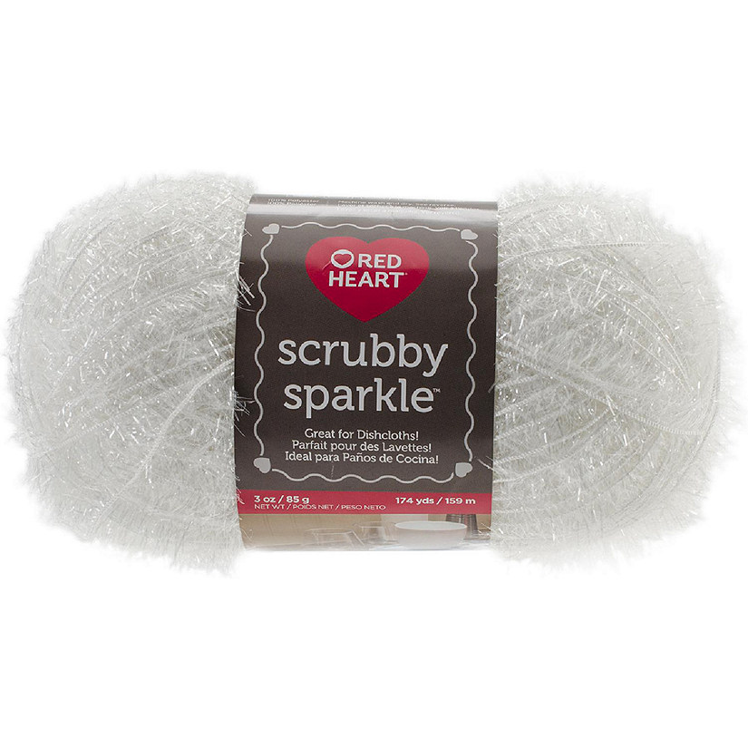 Red Heart Scrubby Sparkle Yarn-Marshmallow Image