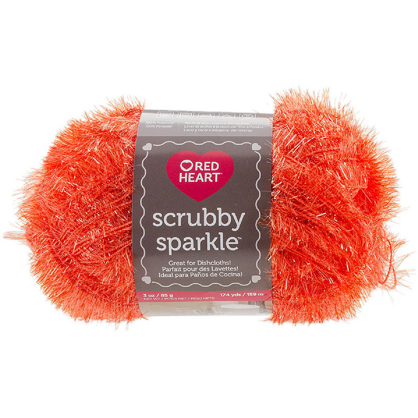 Red Heart Scrubby Sparkle Yarn-Orange Image