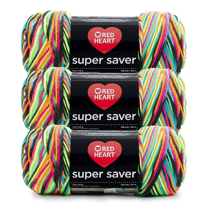 Red Heart Super Saver Yarn 3/Pack-Blacklight Image