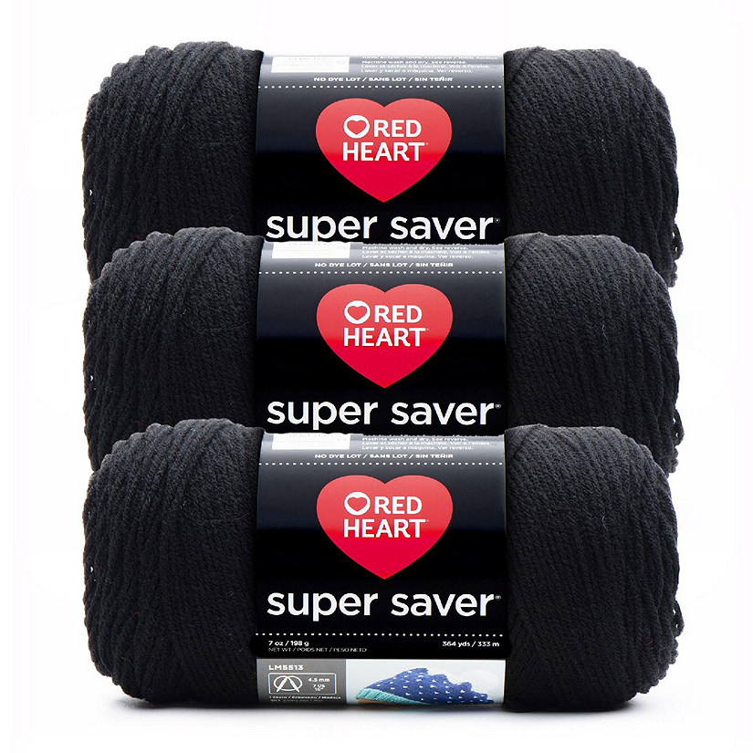 Red Heart Super Saver Yarn 3/Pack-Black Image