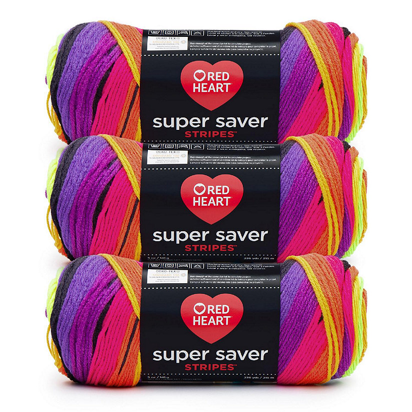 Red Heart Super Saver Yarn 3/Pack-Bright Stripe Image