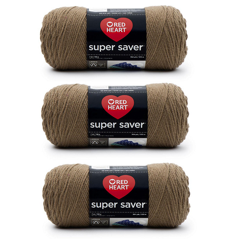 Red Heart Super Saver Yarn Bulk 3-Pack - Cafe Color Worsted Weight Acrylic Yarn