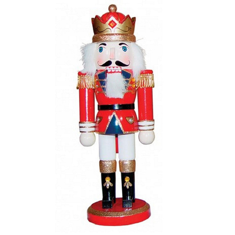 Red King with Crown Wooden Christmas Nutcracker 10 Inch Image
