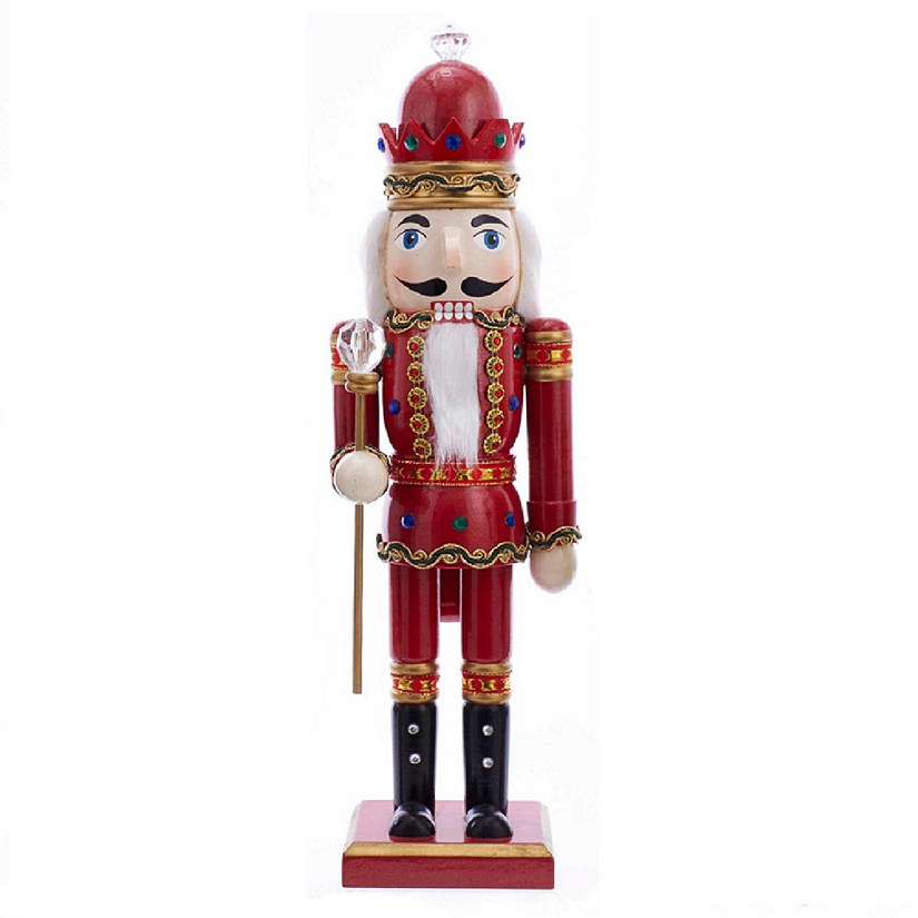 Red King with Scepter Wood Christmas Nutcracker 15 Inch Decoration New Image