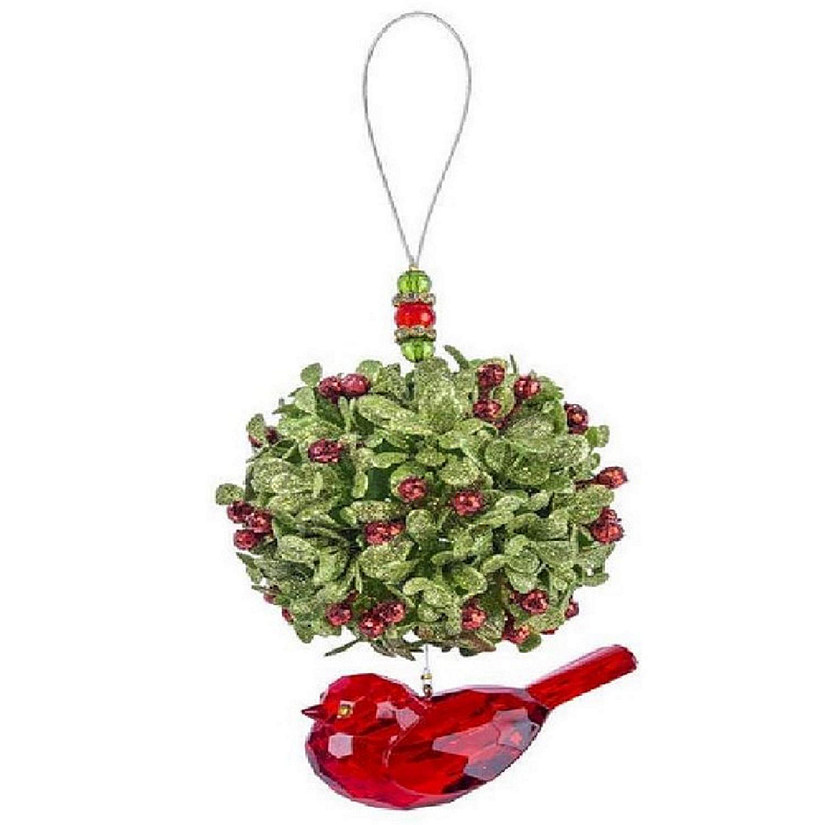 Red Krystal Bird Kissball Christmas Tree Ornament New Image
