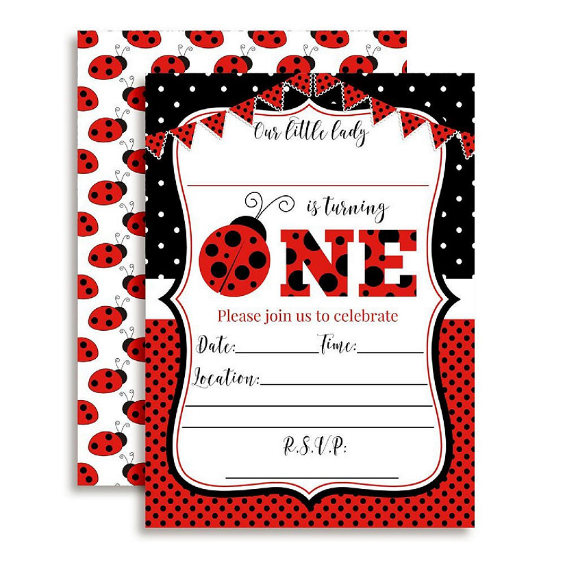 Red Ladybug 1st Birthday Invitations 40pc. by AmandaCreation Image