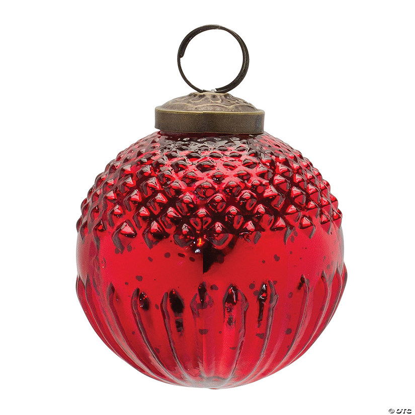 Red Mercury Glass Ball Ornament (Set Of 6) 3"D Glass Image