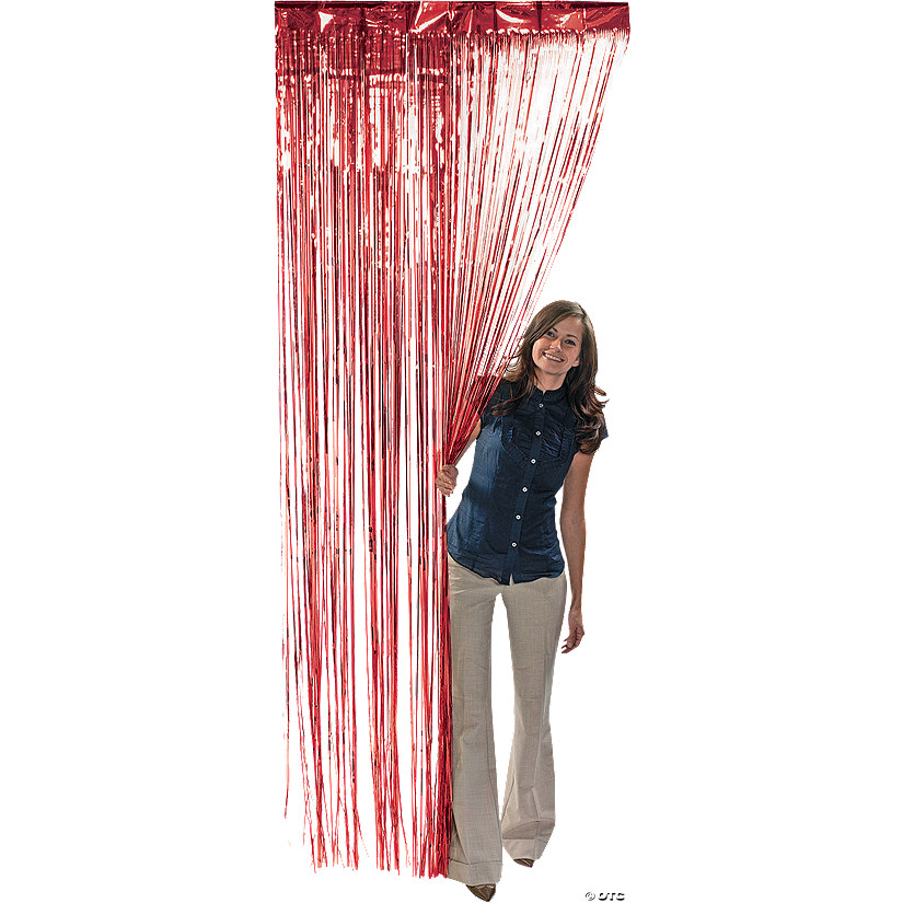 Red Metallic Fringe Curtain Image