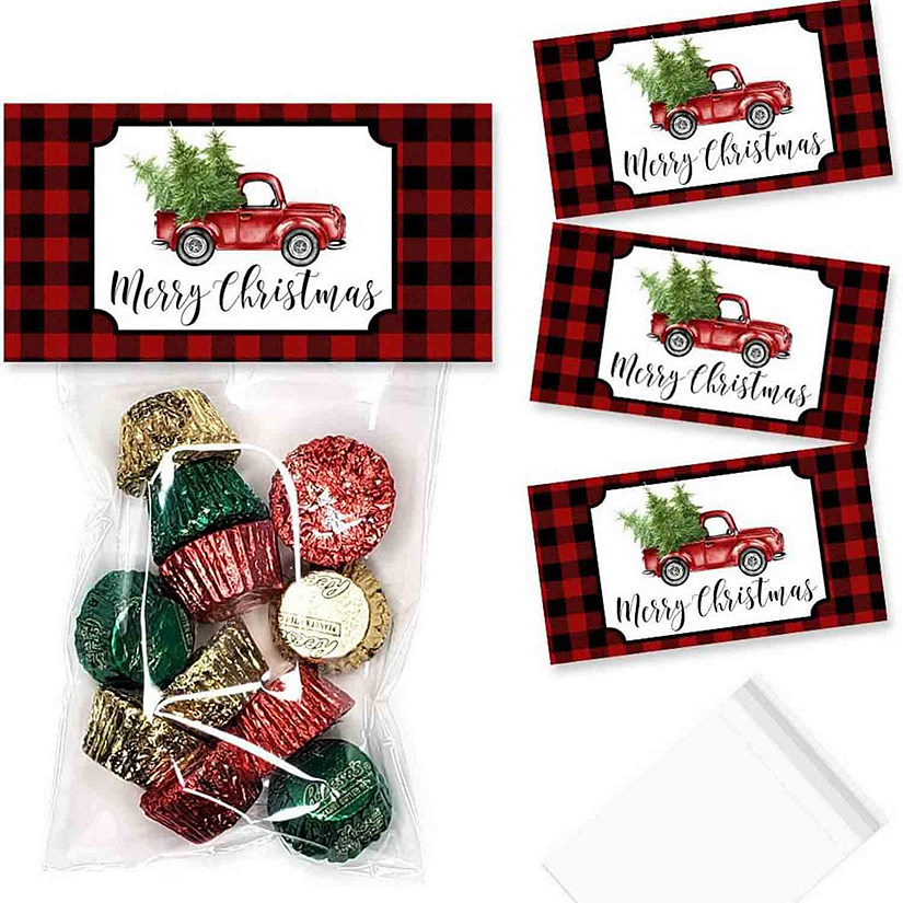 Red Plaid Christmas Truck Bag Toppers 40pc. by AmandaCreation Image