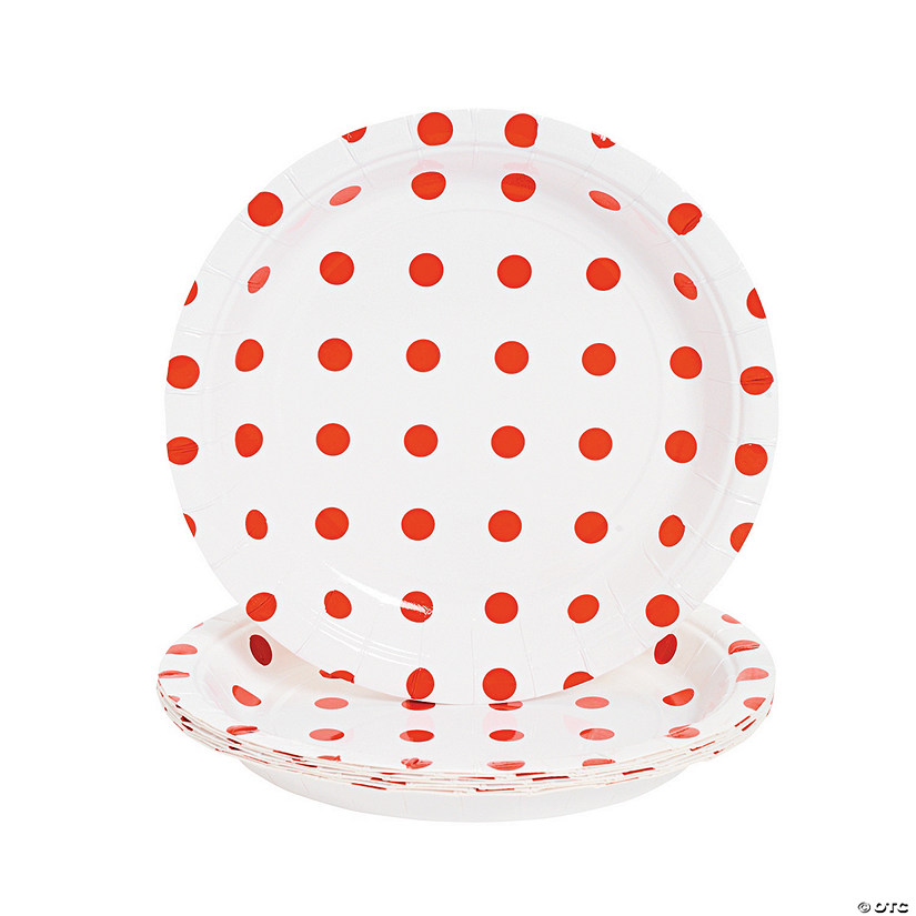 Red Polka Dot Paper Dessert Plates - 8 Ct. Image