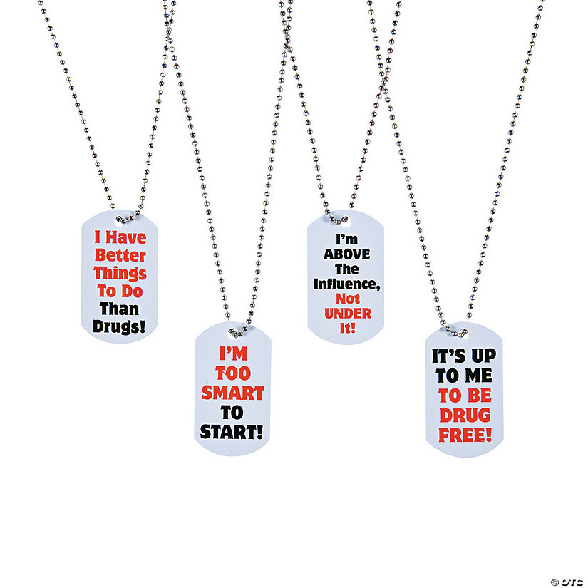 Red Ribbon Week Dog Tag Necklaces - 12 Pc. Image
