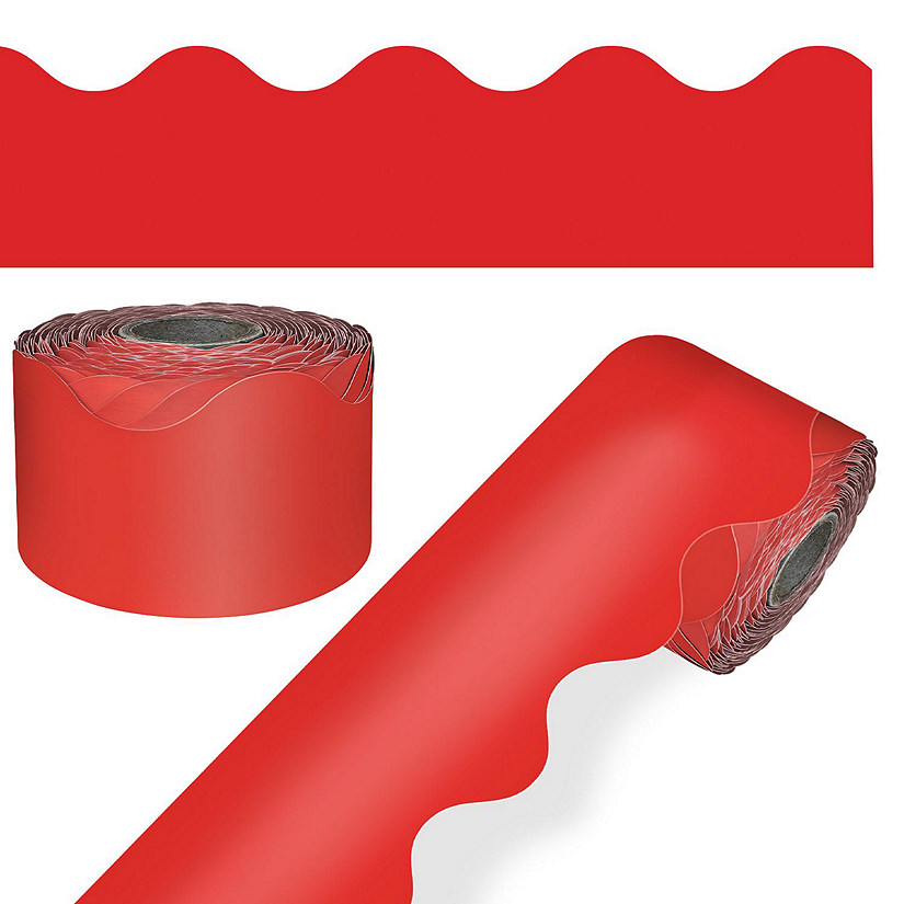 Red Rolled Scalloped Bulletin Board Borders Image