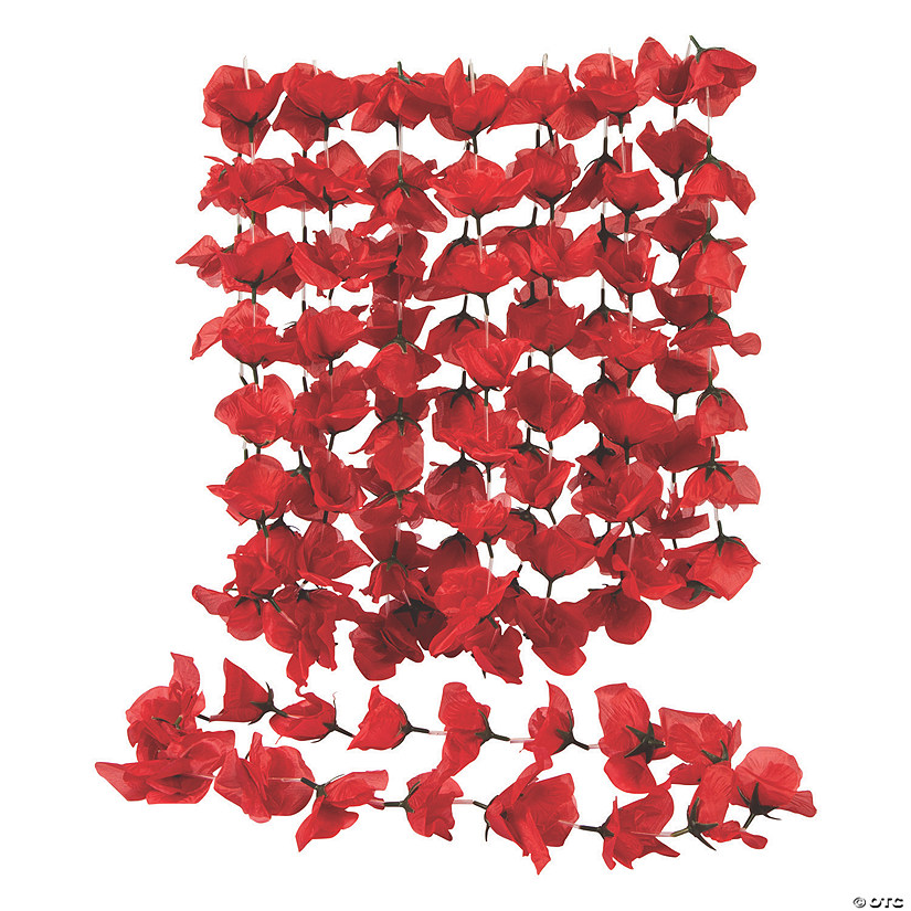 Red Rose Polyester Leis- 12 Pc. Image