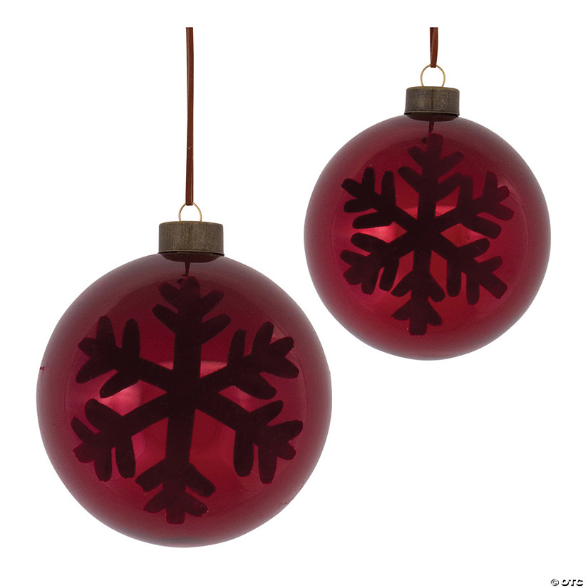 Red Snowflakeball Ornament (Set Of 6) 4"D, 5"D Glass Image