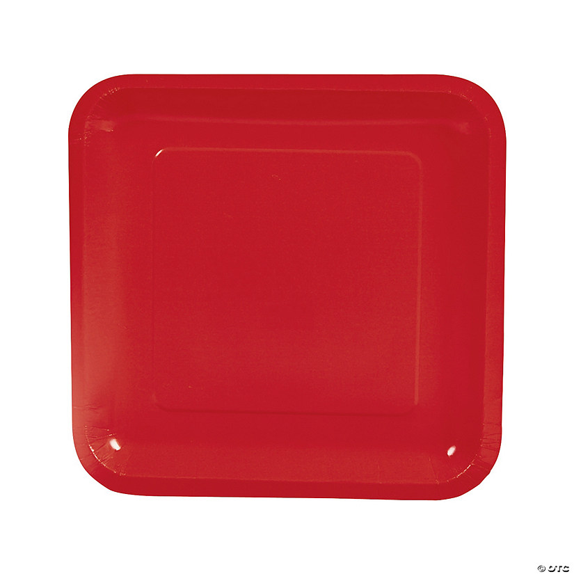 Red Square Paper Dinner Plates - 24 Ct. Image