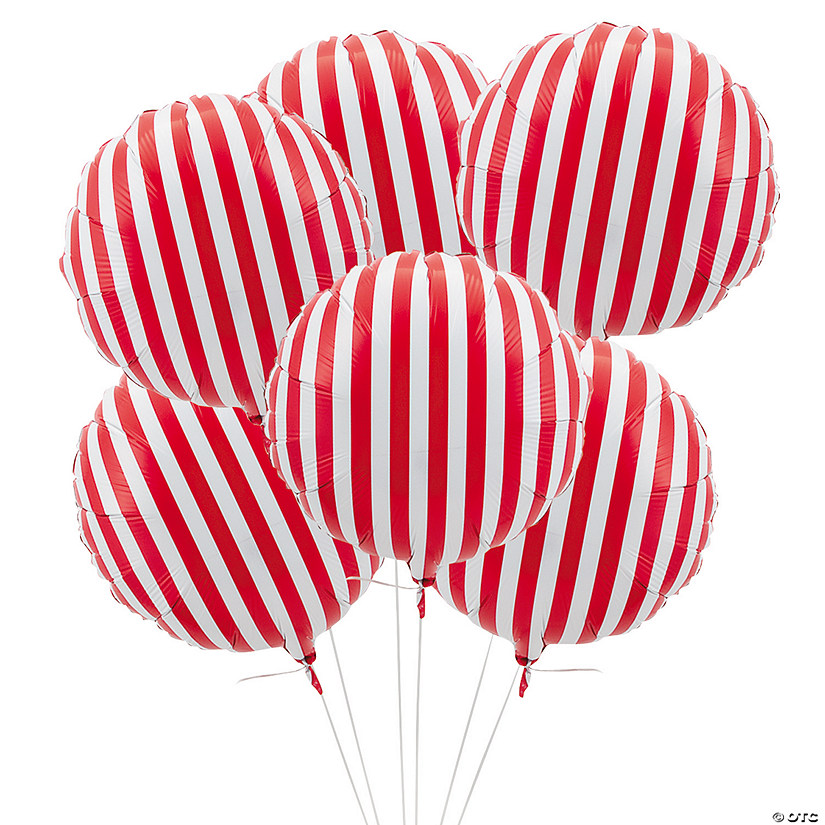 Red Striped 18" Mylar Balloons - 6 Pc. Image