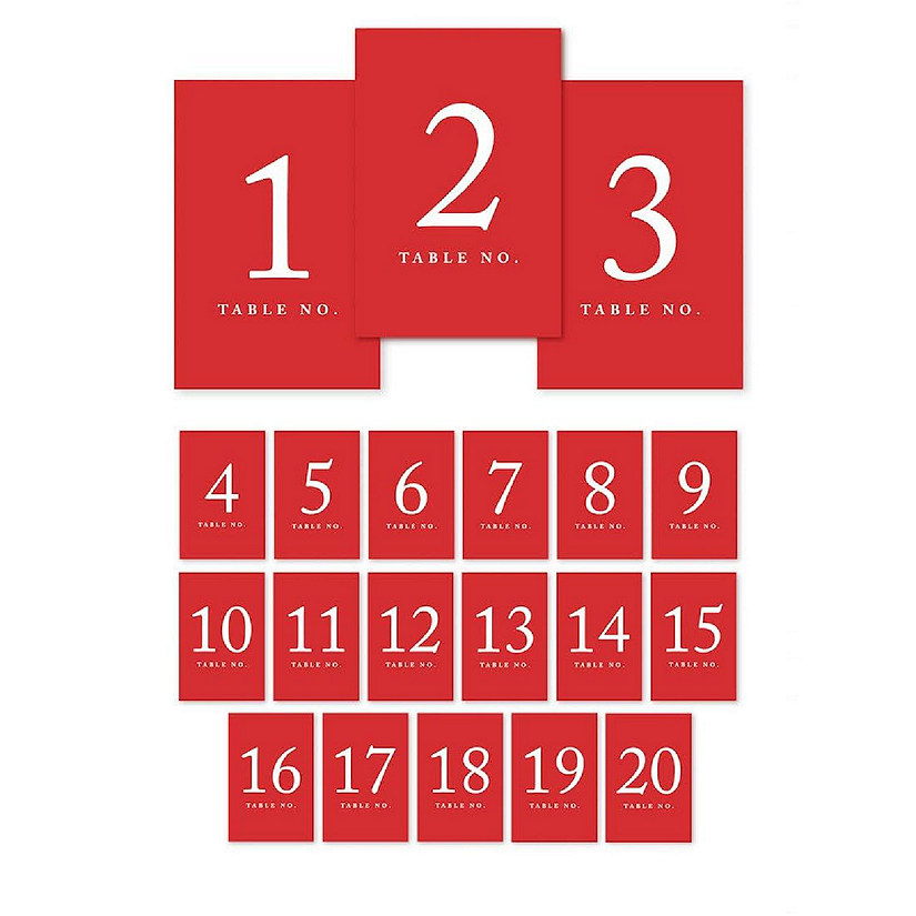 Red Table Numbers 1 20 4x6 Image