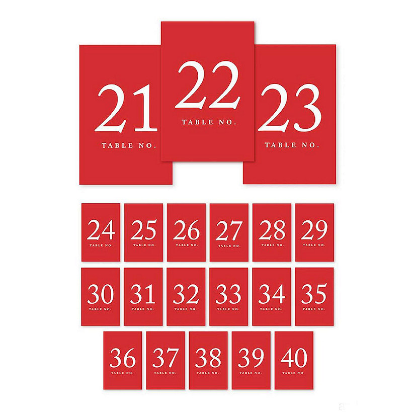 Red Table Numbers 21 40 4x6 Image