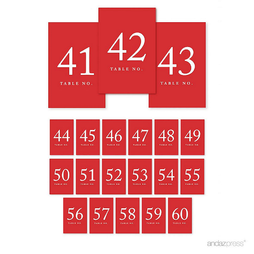 Red Table Numbers 41 60 4x6 Image