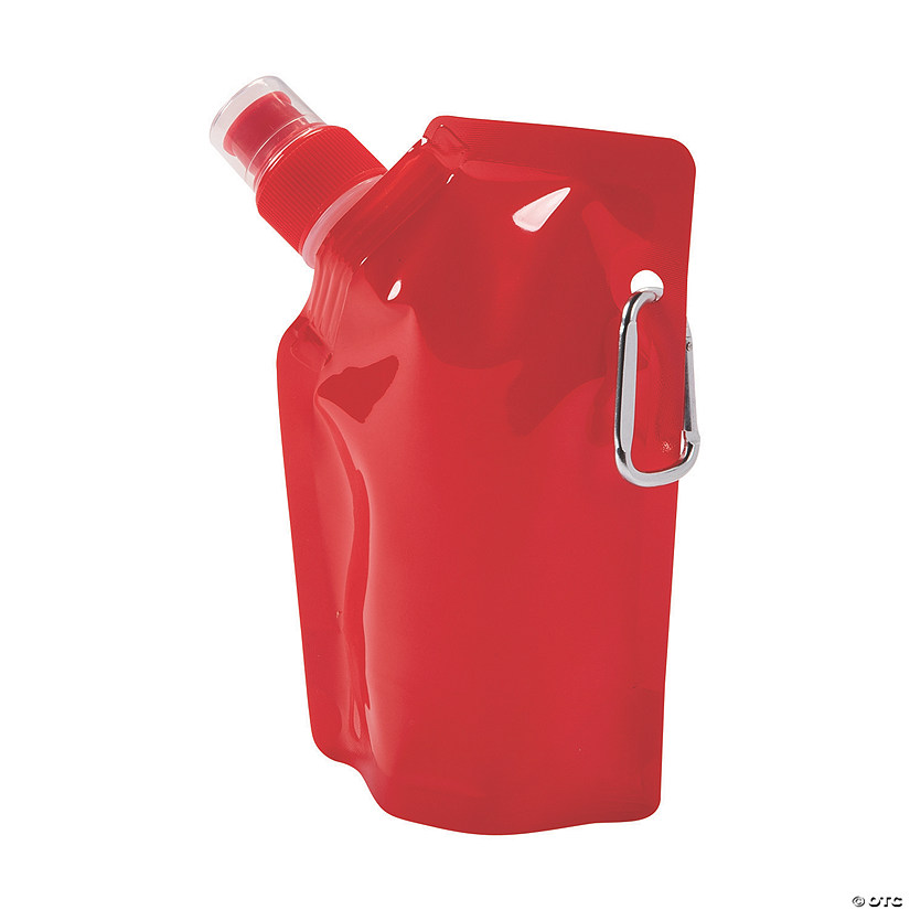 Red Team Spirit Collapsible Plastic Water Bottles - 12 Ct. Image