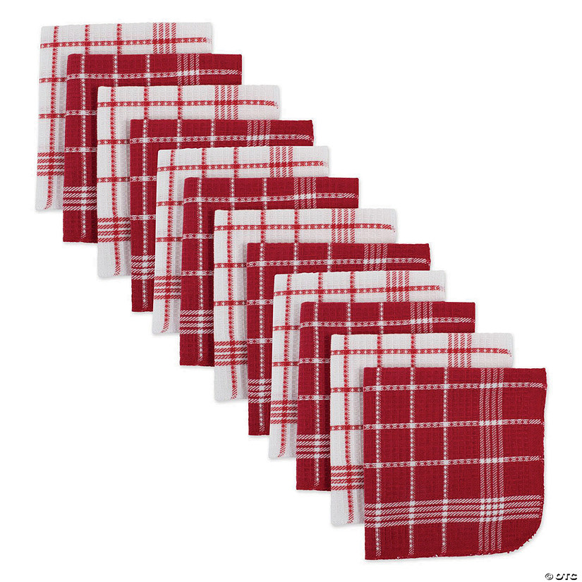 Red Waffle Weave Dishcloth (Set Of 12) Image