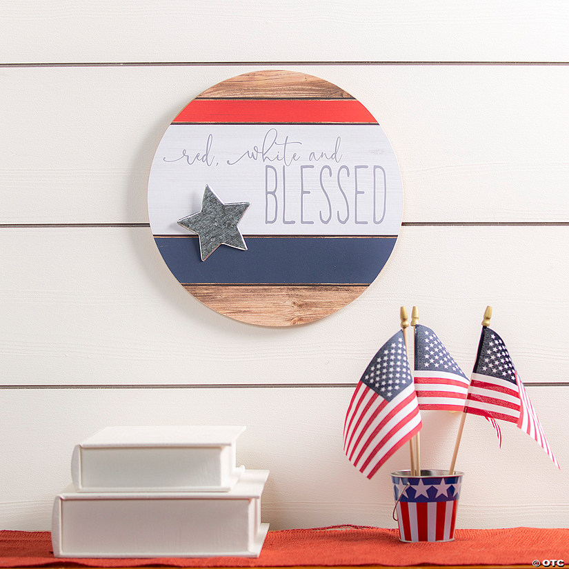 Red White & Blessed Door Sign Image