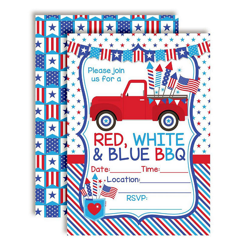 Red, White &amp; Blue BBQ Invitations 40pc. by AmandaCreation Image