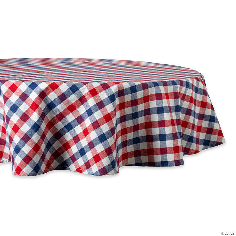 Red, White And Blue Check Tablecloth 70 Round Image