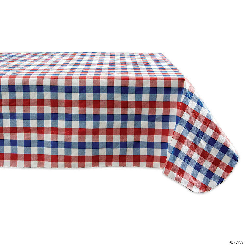 Red, White And Blue Check Vinyl Tablecloth 60X84 Image