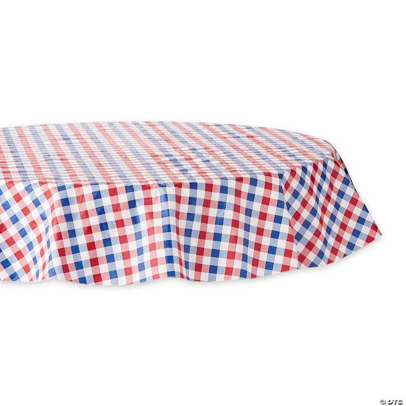 Red, White And Blue Check Vinyl Tablecloth Image