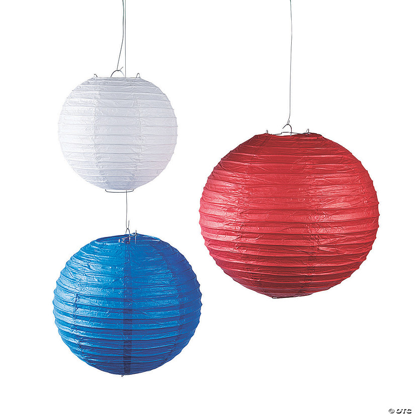 Red, White & Blue Hanging Paper Lanterns Oriental Trading