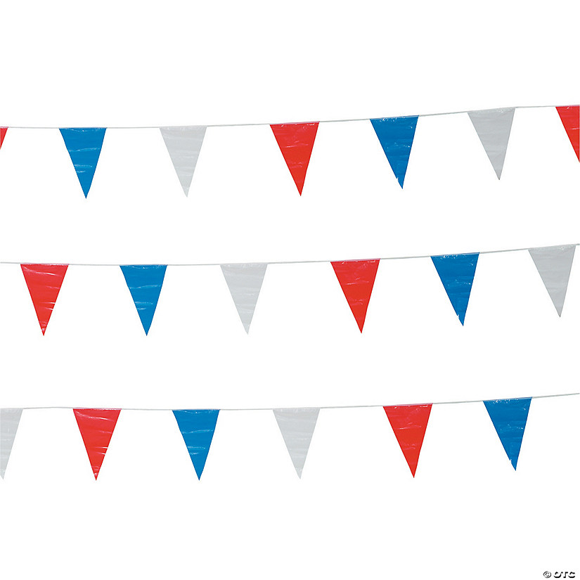 Red, White & Blue Plastic Pennant Banner Image
